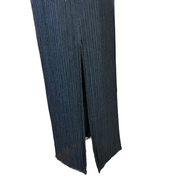 SCALA 100% Silk Beaded Sequined High Neck Back Slit Evening Gown M 179K - Picture 9 of 11